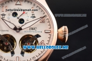 IWC Big Pilot Double Tourbillon Asia ST28 Automatic Rose Gold Case with White Dial and Brown Leather Strap Stick/Arabic Numeral Markers