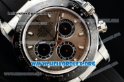 Rolex Daytona Chrono Clone Rolex 4130 Automatic Steel Case with Grey Dial Ceramic Bezel and Black Rubber Strap Black Subdials(EF)