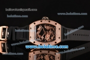 Richard Mille Tourbillon RM 057 Dragon Swiss ETA 2824 Automatic Rose Gold&Diamonds Case with Black Rubber Strap and Dragon Dial