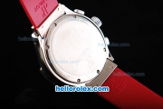 Hublot MDM Chronograph Miyota Quartz Movement MOP Dial with White Numeral Markers and Red Rubber Strap-Lady Size