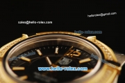 Tag Heuer Aquaracer Swiss ETA Quartz Movement Gold Bezel with Diamond - Black Dial and Two Tone Strap