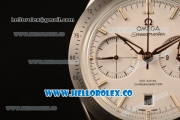 Omega Speedmaster'57 Co-Axial Chronograph Clone Omega 9300 Automatic Steel Case with White Dial Brown Leather Strap and Stick Markers (EF)