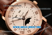 BlancPain Villeret Miyota 9015 Automatic Rose Gold Case with White Dial and Brown Leather Strap (ZF)