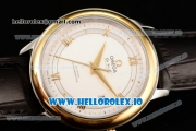 Omega De Ville Prestige Co-Axial Clone Omega Calibre 2500 Automatic Movement Yellow Gold White Dial and Roman Numeral Markers Leather Strap (YF)