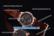 Girard Perregaux 1966 Dual Time Clone Girard Perregaux GP03300-0119 Automatic Rose Gold Case with Grey Dial Stick/Arabic Numeral Markers and Brown Leather Strap