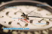 Rolex Daytona Chronograph Swiss Valjoux 7750 Automatic Movement Full PVD with White Dial and White Markers