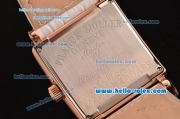 Franck Muller Master Square Swiss Quartz Rose Gold Case Diamond Bezel with White Leather Strap and White Dial