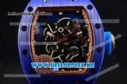 Richard Mille RM 055 Bubba Watson Asia Manual Winding Ceramic/Rose Gold Case with Skeleton Dial and Blue Rubber Strap Rose Gold Inner Bezel - 1:1 Original