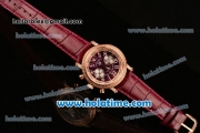 Franck Muller Freedom Chrono Miyota OS20 Quartz Rose Gold Case with Burgundy Dial Diamonds Bezel and White Markers - 7750 Coating