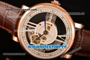 Cartier Rotonde De Cartier Asia Automatic Rose Gold Case with Black Skeleton Dial and White Inner Bezel