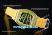 Richard Mille RM 59-01 Miyota 9015 Automatic Carbon Nanotubes Case with Skeleton Dial Yellow Inner Bezel and Yellow Rubber Strap