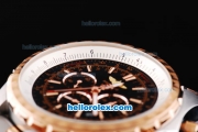 Breitling for bentley Working Chronograph Automatic with Black Dial and Rose Gold Bezel-Two Tone Strap