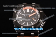 Audemars Piguet Royal Oak Offshore Diver Clone AP Calibre 3120 Automatic PVD Case with Black Dial Orange Rubber Strap and White Stick Markers (EF)