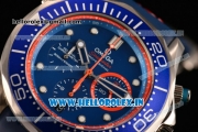 Omega Seamaster Diver 300M Chrono Miyota OS20 Quartz Steel Case with Blue Dial and Red Inner Bezel