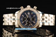 Breitling Chronomat Evolution Swiss Valjoux 7750 Automatic Movement Full Steel with Blue Dial and Diamond Bezel