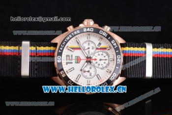 Tag Heuer Formula 1. James Hunt Miyota Quartz Rose Gold Case with White Dial Stick/Arabic Numeral Markers and Black Nylon Strap