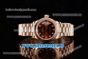 Rolex Datejust Swiss ETA 2671 Automatic Rose Gold Case with Brown Dial Diamonds Markers and Rose Gold Bracelet (BP)
