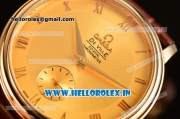 Omega De Ville Co-Axial Swiss ETA 2824 Automatic Yellow Gold Case with Gold Dial and Brown Leather Strap