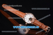 IWC Portuguese Tourbillon Asia ST25 Automatic Rose Gold Case with Wihte Dial Arabic Numeral Markers and Brown Leather Strap