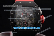 Richard Mille RM 11-03 Swiss Valjoux 7750 Automatic PVD Case with Skeleton Dial and Red Rubber Strap Arabic Numeral Markers