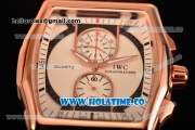 IWC Da-Vinci Chrono Miyota Quartz Rose Gold Case with Brown Leather Strap and White Dial