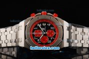 Audemars Piguet Royal Oak Offshore Japanese Miyota Quartz Movement with Black/Red Dial and Silver Case-SS Strap