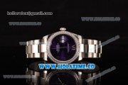 Rolex Datejust Asia 2813 Automatic Steel Case with Purple Dial Diamonds Bezel and Roman Numeral Markers (BP)