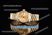 Rolex Datejust Swiss ETA 2671 Automatic Yellow Gold Case with Diamonds Markers Yellow Gold Dial and Yellow Gold Bracelet (BP)
