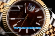 Rolex Datejust II Asia 2813 Automatic Two Tone Case/Bracelet with Brown Dial and Stick Markers (BP)