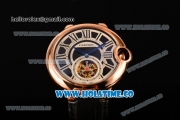 Cartier Ballon Bleu De Tourbillon Asia Automatic Rose Gold Case with Black Dial and Black Leather Strap - Roman Numeral Markers