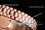 Rolex Day Date II Swiss ETA 2836 Automatic Full Rose Gold with Diamond Dial/Bezel and Black Stick Markers