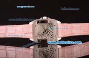 Cartier Santos 100 Swiss ETA 2671 Automatic Illustration Dial with Pink Leather Strap -1:1 Original