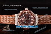 Hublot Big Bang Aero Bang Chrono Miyota Quartz Steel/Diamonds Case with Brown Skeleton Dial Stick Markers and Brown Ceramic Bezel