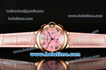 Cartier Ballon Bleu De Medium Chrono Miyota Quartz Rose Gold Case with Pink Dial and Roman Numeral Markers