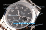 Rolex Datejust Swiss ETA 2836 Automatic Movement Stainless Steel Case with Black Dial and White Numeral Markers