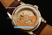 Jaeger Lecoultre Automatic Steel Case with Beige Dial and Brown Leather Strap