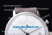 Junghans Max Bill Chronoscope Miyota OS10 Quartz PVD Case White Dial Grey Leather Strap and Stick Markers