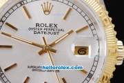Rolex Datejust Automatic Two Tone with Gold Bezel and White Dial
