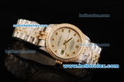 Rolex Datejust Swiss ETA 2836 Automatic Movement Steel Case with Diamond Markers/Bezel and Two Tone Strap