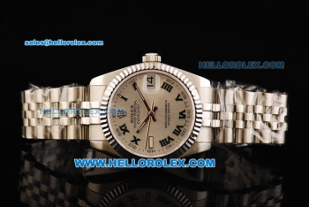 Rolex Datejust Automatic Movement Full Steel with White Dial and Green Roman Numerals-Lady Model