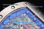 Richard Mille Felipe Massa Flyback Asia Automatic Steel Case with Black Rubber Strap and Skeleton Dial