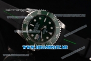 Rolex Submariner Swiss ETA 2836 Automatic Steel Case with Green Rubber Strap and Green Dial Dot Markers