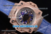 Hublot Masterpiece MP 08 Antikythera Sunmoon Asia 2813 Automatic Rose Gold Case Skeleton Dial Stick Markers and Blue Leather Strap