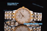 Vacheron Constantin Patrimony Swiss ETA 2824 Automatic Steel Case Diamond/Yellow Gold Bezel with Two Tone Strap White Dial Diamond Markers