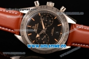 Omega Speedmaster '57 Co-Axial Chronograph Clone Omega 9300 Automatic Steel Case with Black Dial Stick Markers and Brown Leather Strap (EF)
