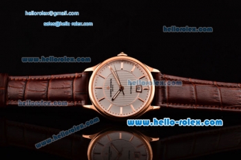 Vacheron Constantin Patrimony Swiss ETA 2836 Automatic Rose Gold Case Brown Leather Strap with White Dial Stick Markers