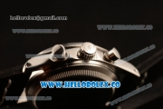 Rolex Explorer Chronograph Miyota OS20 Quartz Steel Case with Black Dial and Black Leather Strap