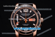 Chopard Mille Miglia GTS Power Control Miyota OS2035 Quartz Rose Gold Case Black Dial Black Leather Strap and Arabic Number/Stick Markers