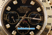 Rolex Daytona Chronograph Automatic Movement Full Gold with Black Dial and Diamond Mark