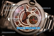 Cartier Ballon Bleu De Tourbillon Asia Automatic Steel Case with Brown Dial and Roman Numeral Markers - Diamonds Bezel